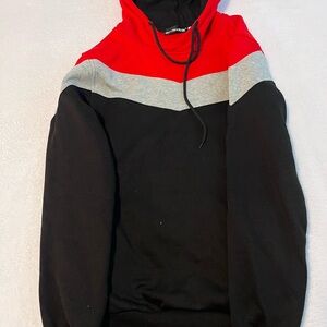 Red and Black Colorblock Hoodie